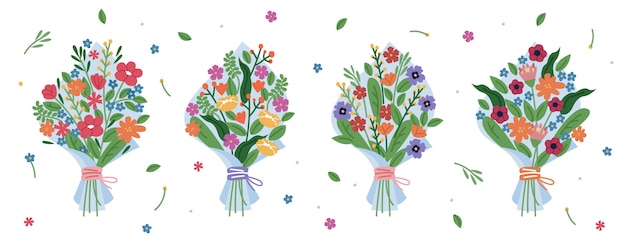 Conjunto de ramos florales