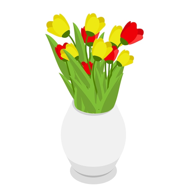 Conjunto de ramos de flores de vector plano isométrico 3D artículo 5