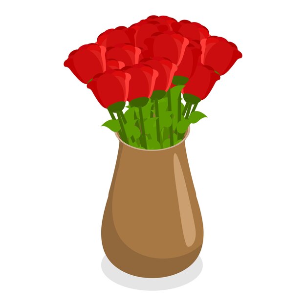 Conjunto de ramos de flores de vector plano isométrico 3d composición florista artículo 7