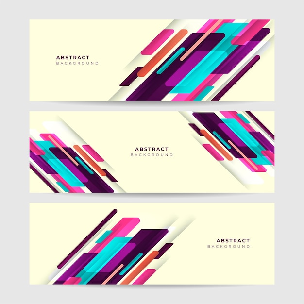 Vector conjunto de rayas de degradado abstracto colorido fondo de diseño de banner ancho de memphis fondo de banner geométrico abstracto moderno