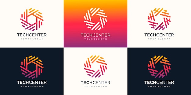 conjunto de rayas girando plantilla de logotipo de remolino. utilizar logo para tecnología digital.