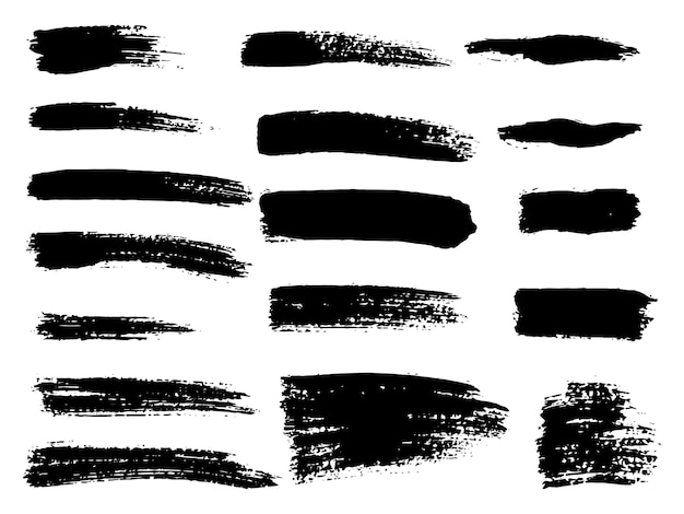Conjunto de rayas grunge pintadas Etiquetas negras texto de pintura de fondo
