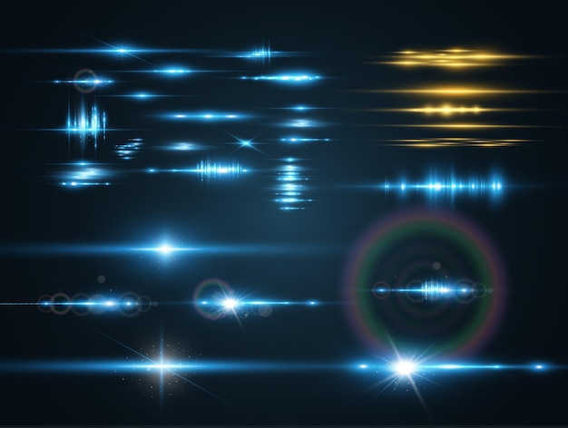 Conjunto de rayos de luz brillantesLuz brillante en el fondo