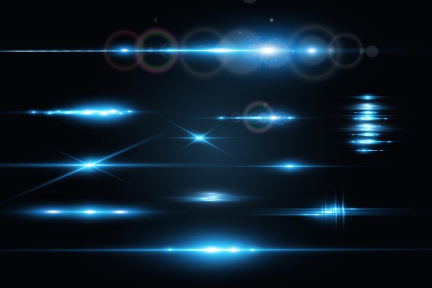 Conjunto de rayos de luz brillantesLuz brillante en el fondo