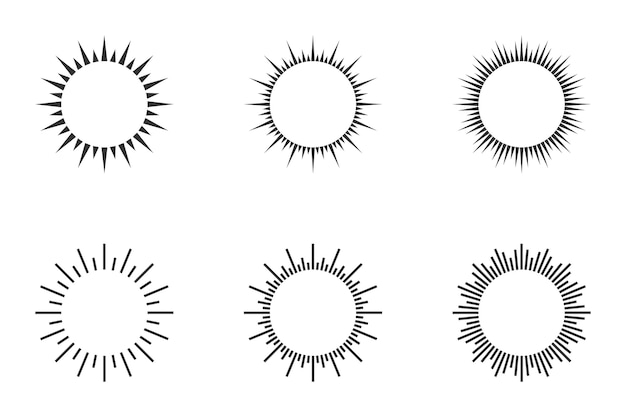 Conjunto de rayos de sol Colección de iconos de rayos de sol Ilustración vectorial