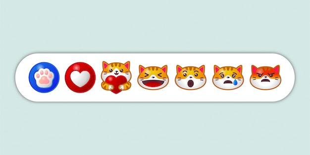 Conjunto de reacción de redes sociales cat emoji