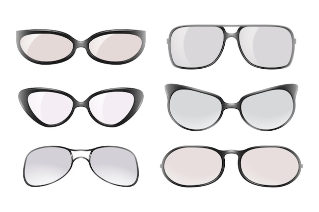 Conjunto realista de anteojos Anteojos o gafas de sol en formas elegantes y conjunto de gafas ópticas de moda