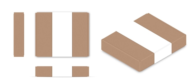 Vector conjunto realista de caja de cartón