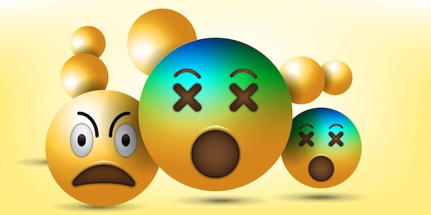 Conjunto Realista Emoji Emoticon Vector Ilustración