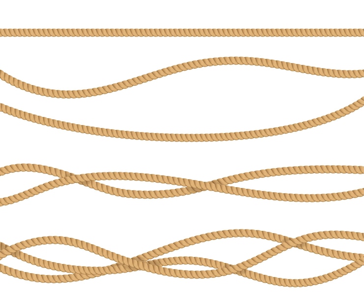 Vector conjunto realista de líneas de cuerdas 3d para decoración aislado en una ilustración vectorial blanca de border cord