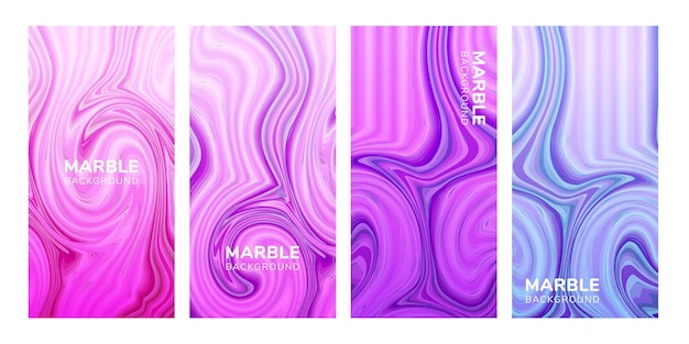 Conjunto realista de mármol abstracto de fondo rosa ilustración vectorial premium