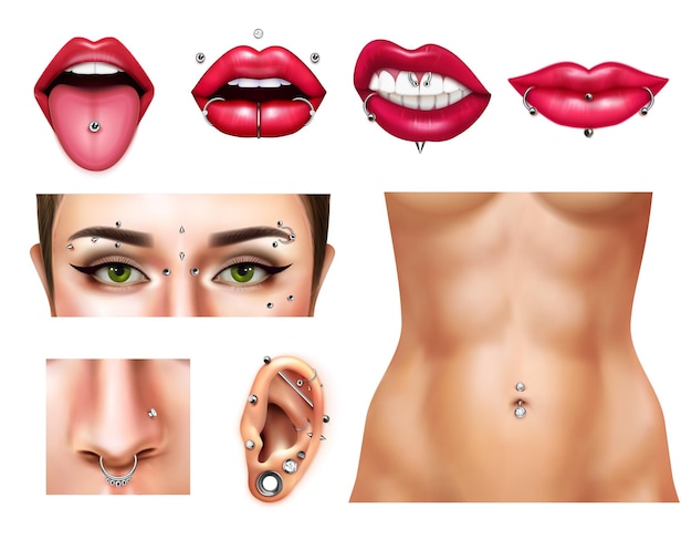 Vector conjunto realista piercing