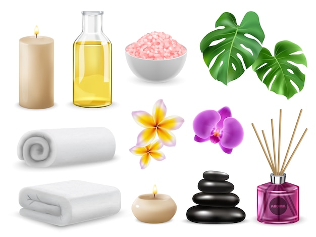 Conjunto realista de spa y bienestar