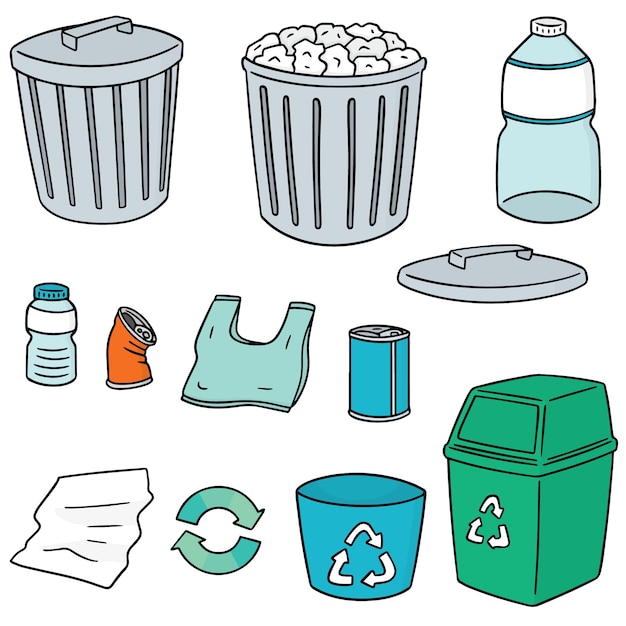 conjunto de reciclaje de basura