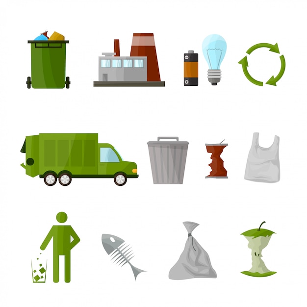 Vector conjunto de reciclaje de basura