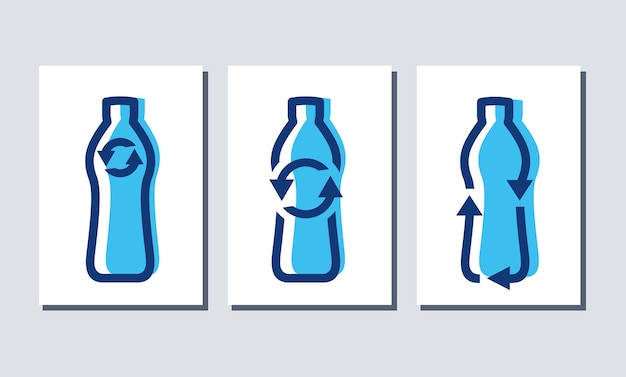 Vector conjunto de reciclaje botella hoja naturaleza medio ambiente logotipo vector icono plantilla