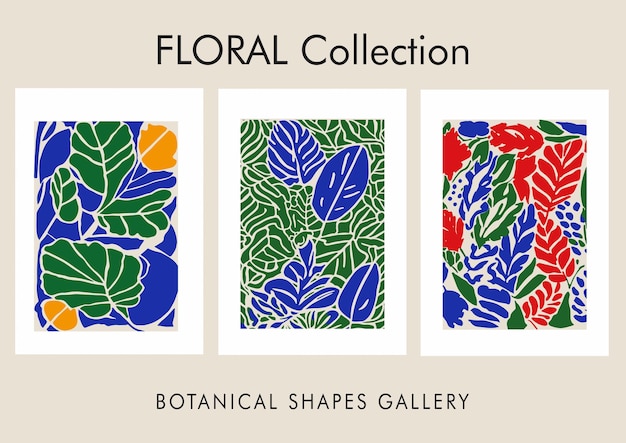 Conjunto de Recortes Hojas Colección Floral Estilo Matisse Arte Botánico Imprimible Póster