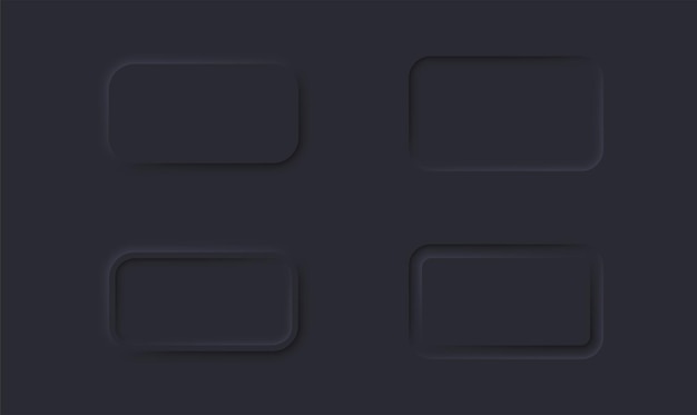 Conjunto de rectángulos neumórficos elementos web de estilo oscuro diseño 3d