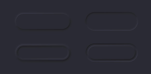 Conjunto de rectángulos neumórficos Elementos web de estilo oscuro Diseño 3d