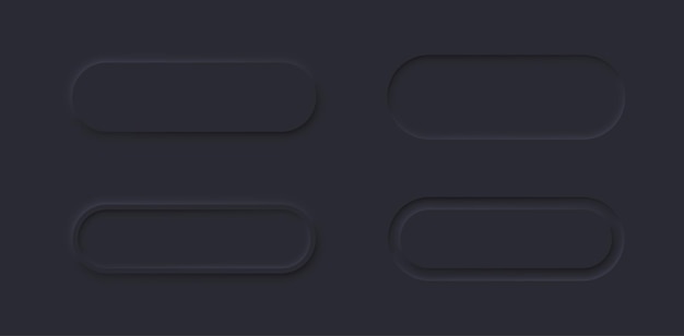 Conjunto de rectángulos neumórficos elementos web de estilo oscuro diseño 3d