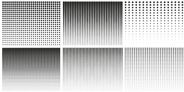 Conjunto de rectángulos de semitono y fondo de puntos geométricos degradados