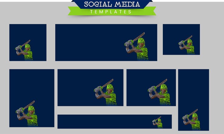 Vector conjunto de redes sociales para cricket