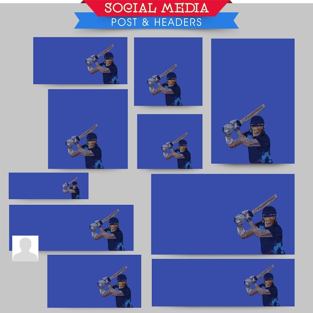 Vector conjunto de redes sociales para cricket