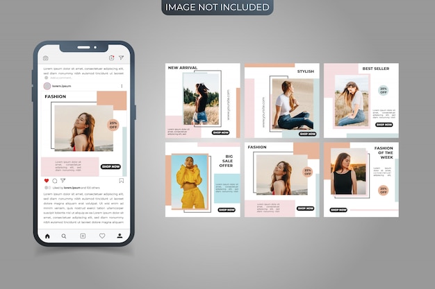 Conjunto de redes sociales Instagram Post Square Banner Template