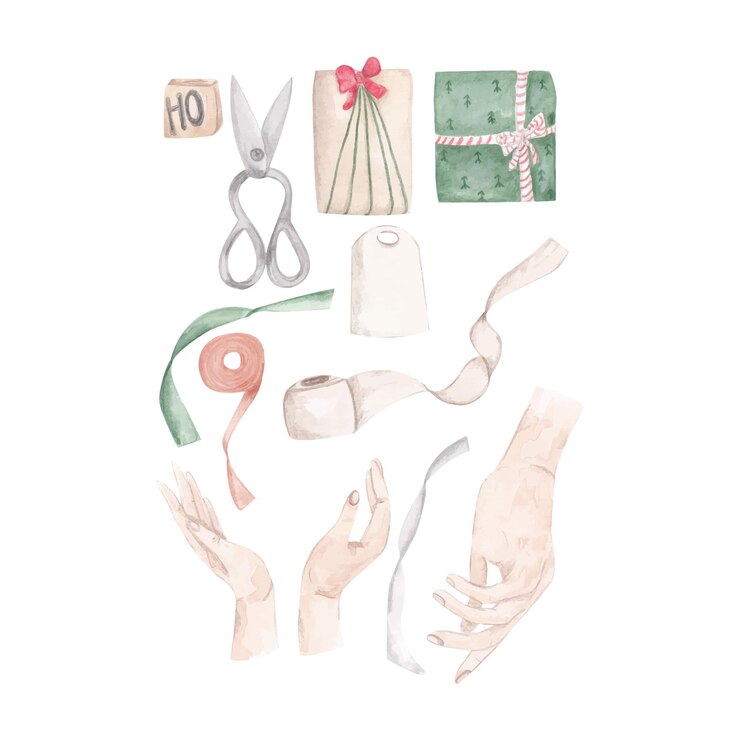 Conjunto de regalos de acuarela