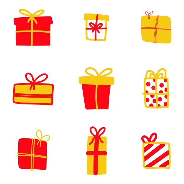 Un conjunto de regalos de Navidad con arcos.