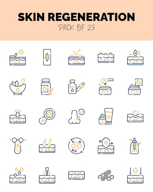 conjunto de Regeneración de la piel Iconos de dos colores para la ilustración vectorial del logotipo web