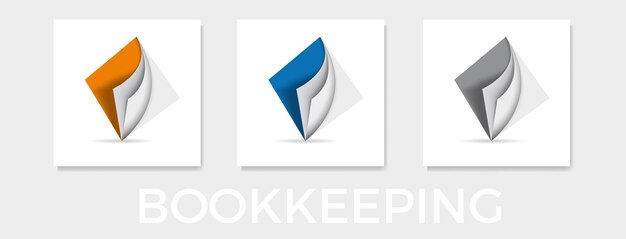 Conjunto de registros de signos vectoriales Documentos y documentos abiertos en azul, naranja y gris