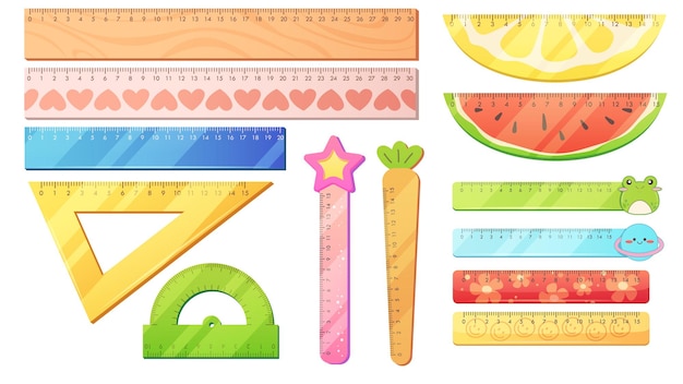 Conjunto de reglas divertidas para niños Ilustración vectorial de diseño de dibujos animados sobre fondo blanco