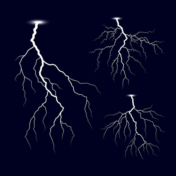 Vector conjunto de relámpagos de tormenta de truenos