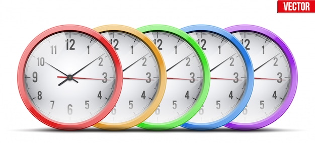 Vector conjunto de reloj de pared de oficina