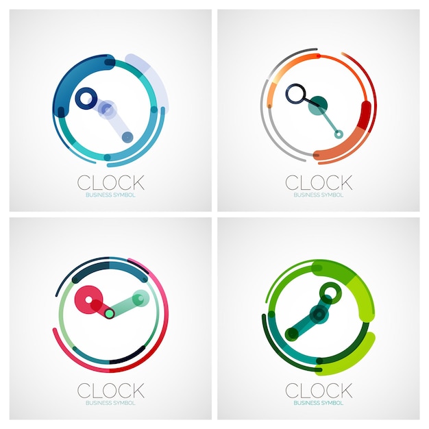 conjunto, de, reloj, tiempo, empresa, logotipos