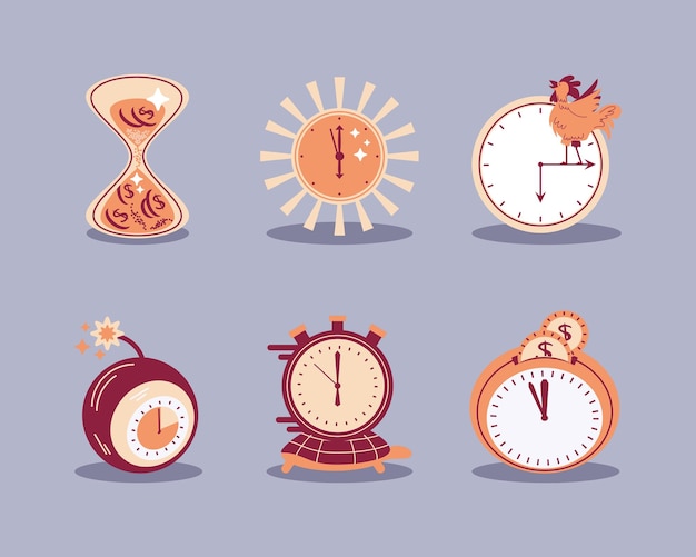 Vector conjunto de relojes de tiempo