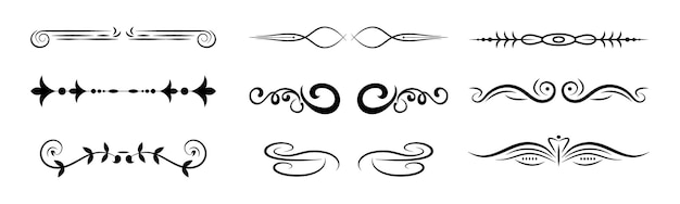 Conjunto de remolinos decorativos vectoriales de elementos de diseño Colección de bordes decorativos