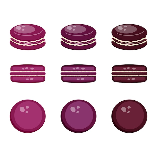 Conjunto de restaurante de menú de café de macarons franceses de vector