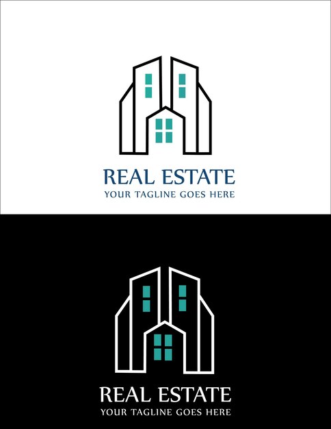 Conjunto de resumen Diseño del logotipo de la marca de obras de construcción y de bienes raíces