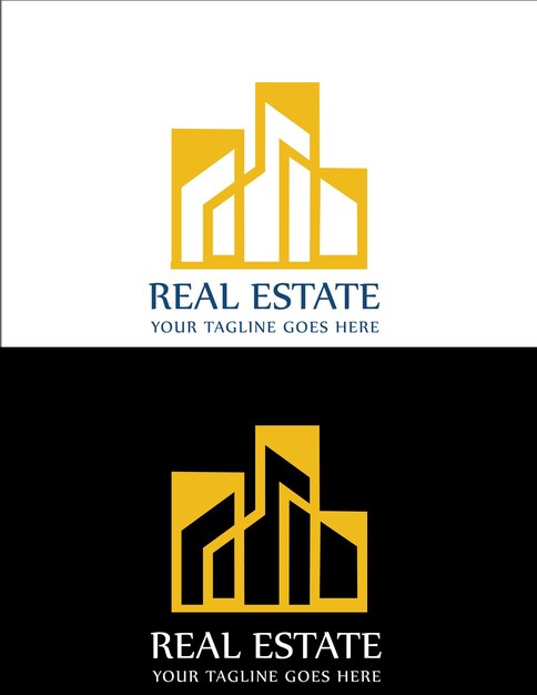 Conjunto de resumen Diseño del logotipo de la marca de obras de construcción y de bienes raíces