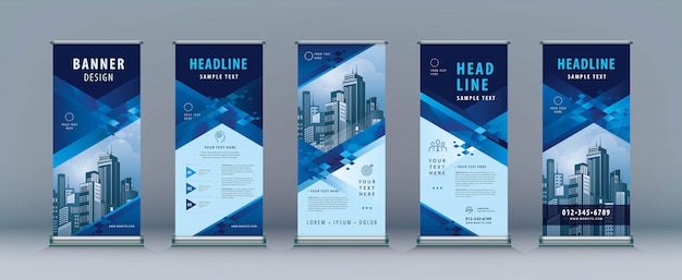 Conjunto de resumen de negocios. Standee Design. Plantilla xbanner, diamante geométrico abstracto