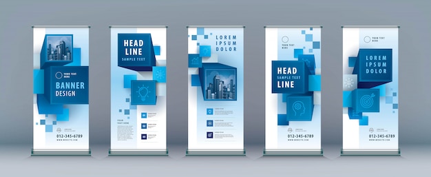 Conjunto de resumen de negocios. Standee Design. xBanner Template