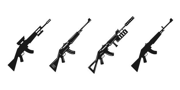 Conjunto de rifle de asalto AK47 Colección de iconos de armas vectoriales