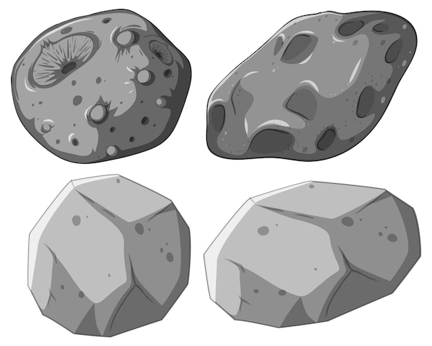 Vector conjunto de roca de piedra de asteroides