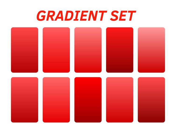 Vector un conjunto rojo de cuadrados con las palabras " gradiente " en la parte inferior