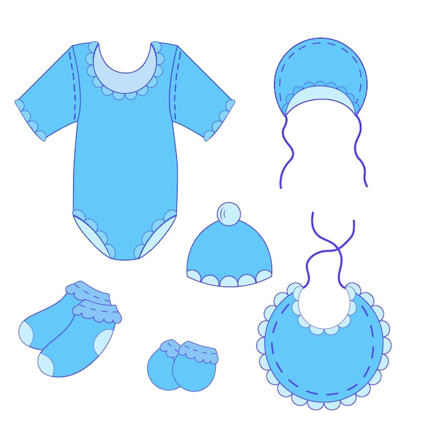 Un conjunto de ropa de bebé para niño en vector Eps 10