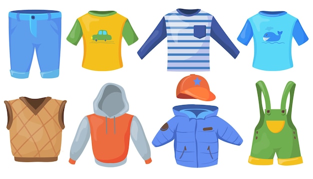 de ropa casual masculina para niños. | Vector Premium