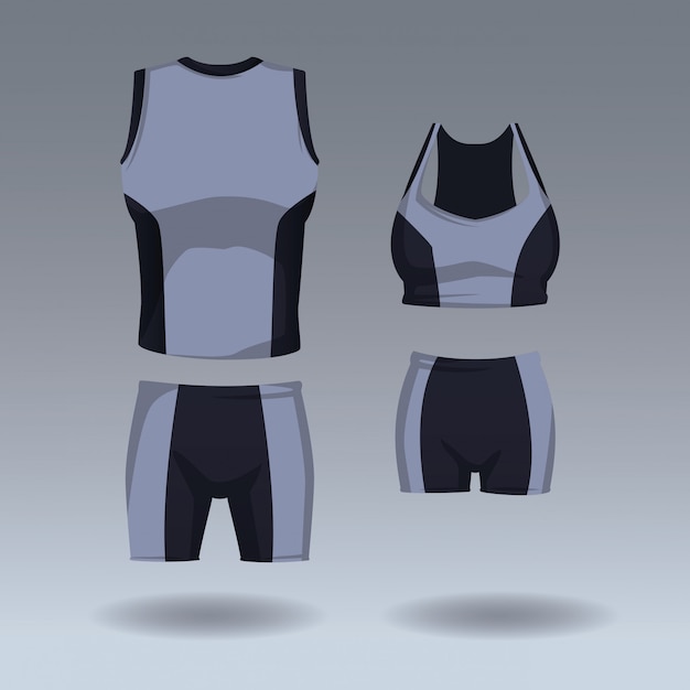 Vector conjunto de ropa deportiva para hombre y mujer