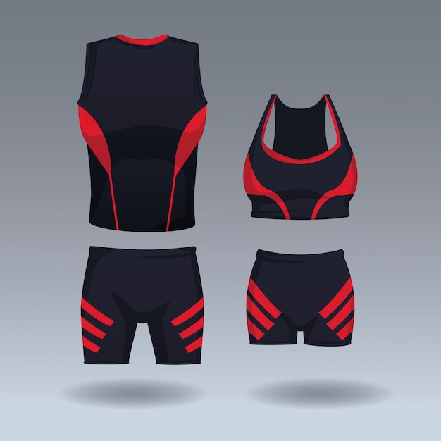 Vector conjunto de ropa deportiva para hombre y mujer